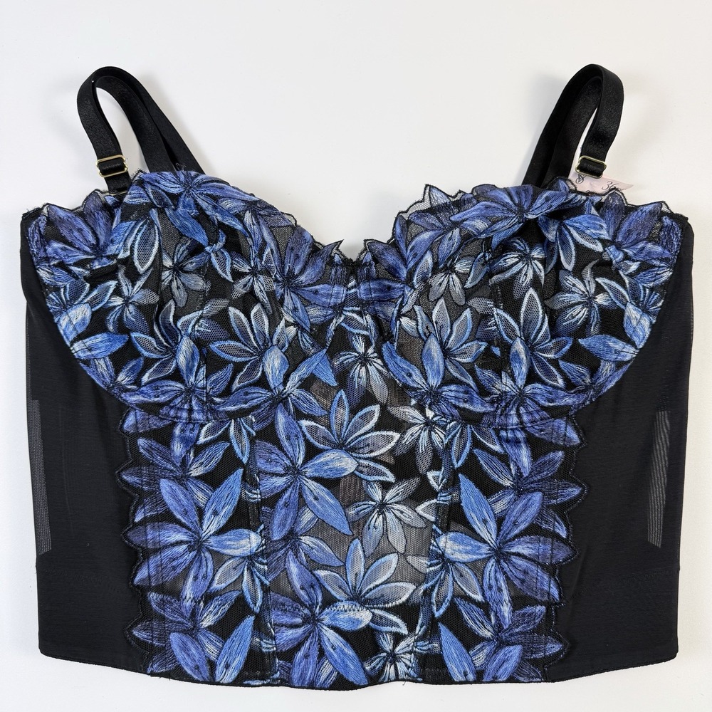Victoria's Secret Very Sexy Ziggy Glam Floral Embroidery Unlined Corset Top 36DD